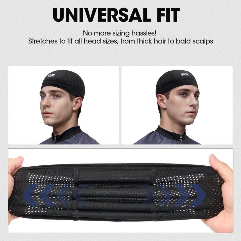 SUNMECI 2 Pcs Cooling Breathable Mesh Skull Cap for Men Women Lightweight Quick Dry Cycling Moto Helmet Hard Hat Liner - Image 5